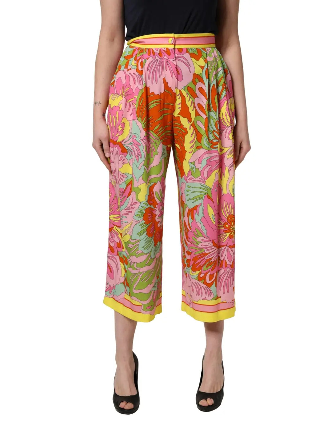Dolce &amp; Gabbana Multicolor FloralPrint Cropped Trouser Pants