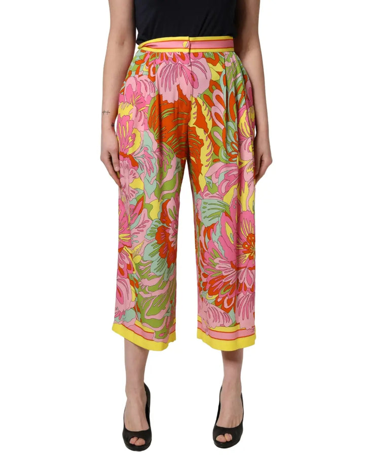 Dolce &amp; Gabbana Multicolor FloralPrint Cropped Trouser Pants