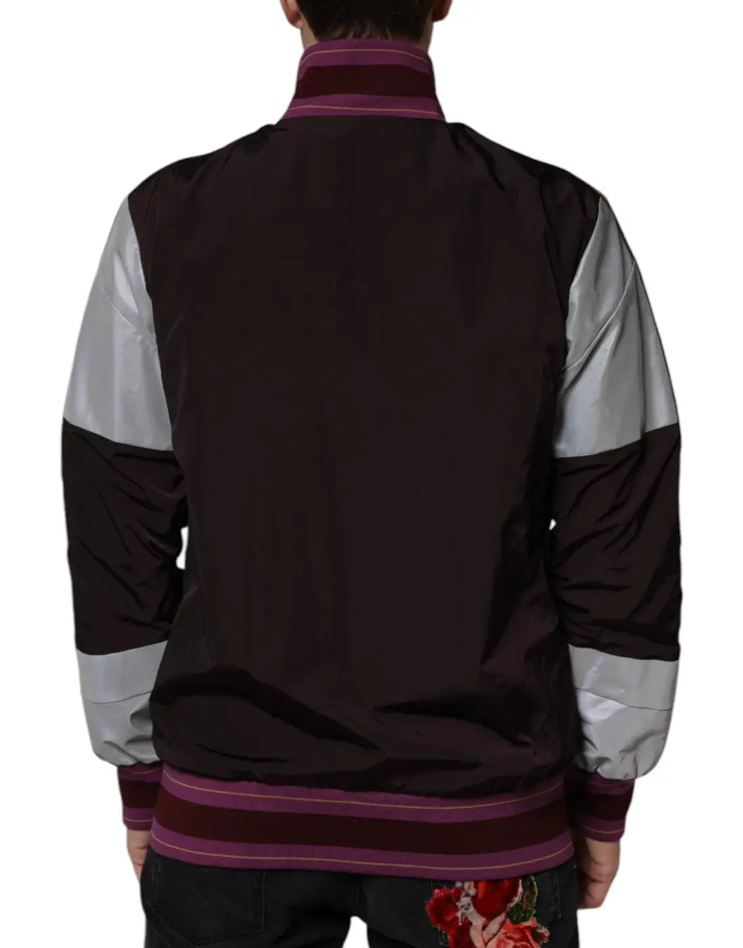 Dolce &amp; Gabbana Multicolor Full Zip Jersey Men Bomber Jacket