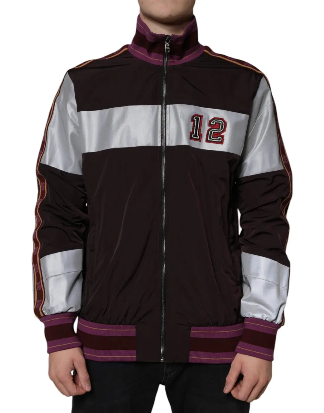Dolce &amp; Gabbana Multicolor Full Zip Jersey Men Bomber Jacket