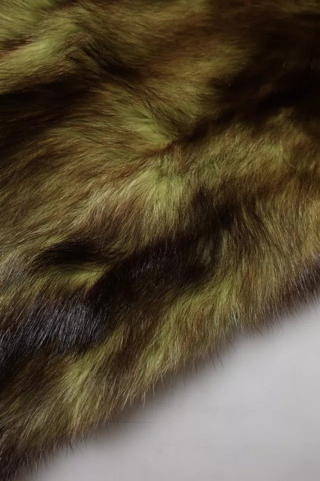 Dolce &amp; Gabbana Multicolor Fur Shawl Neck Wrap Cover Collar Scarf
