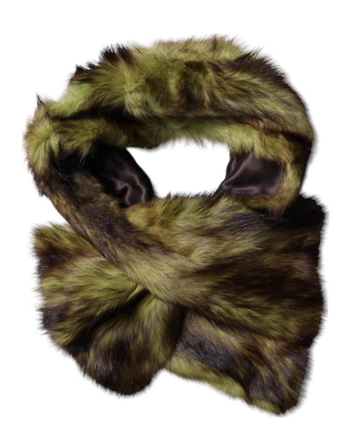 Dolce &amp; Gabbana Multicolor Fur Shawl Neck Wrap Cover Collar Scarf