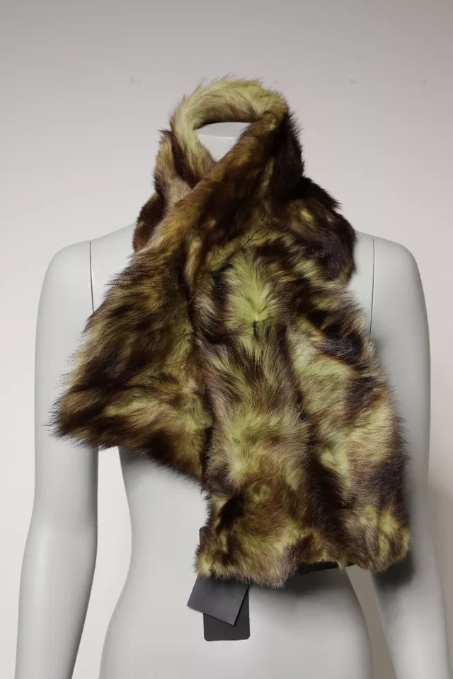 Dolce &amp; Gabbana Multicolor Fur Shawl Neck Wrap Cover Collar Scarf