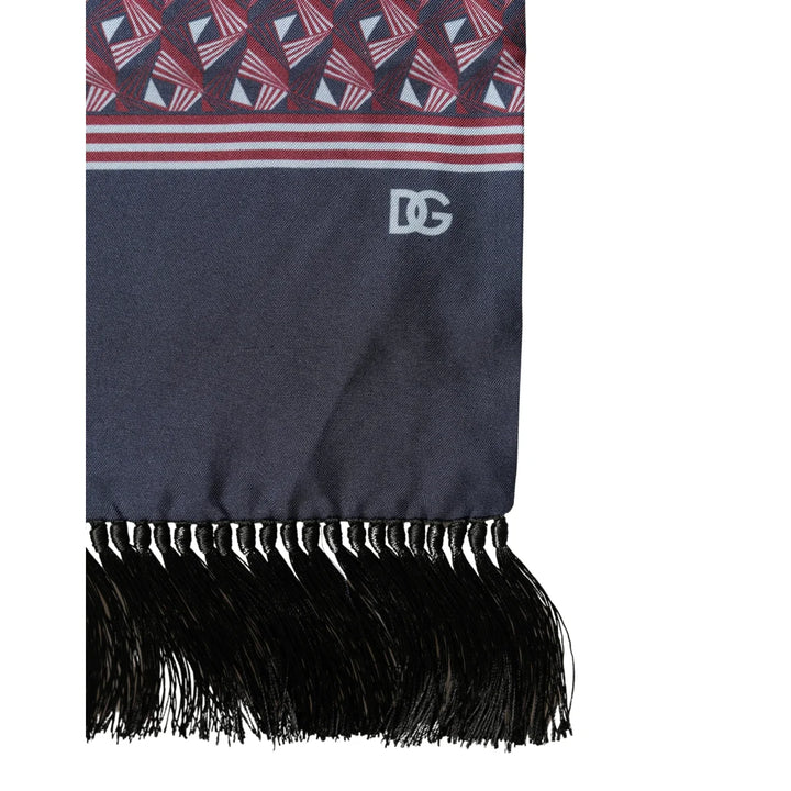 Dolce &amp; Gabbana Multicolor Geometric Pattern Silk Fringe 142cm X 15cm Scarf