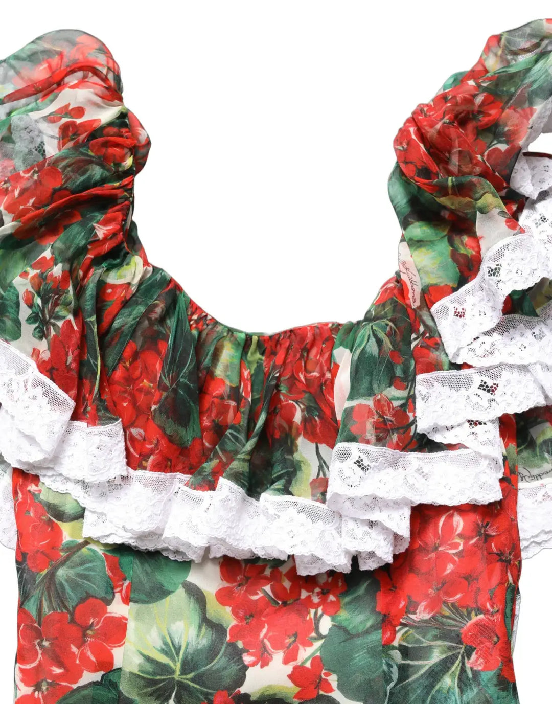 Dolce &amp; Gabbana Multicolor Geranium Flower Lace Maxi Dress