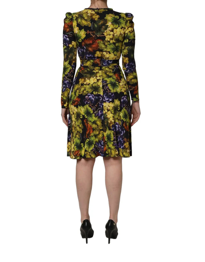Dolce &amp; Gabbana Multicolor Grape Print LongSleeve Midi Dress