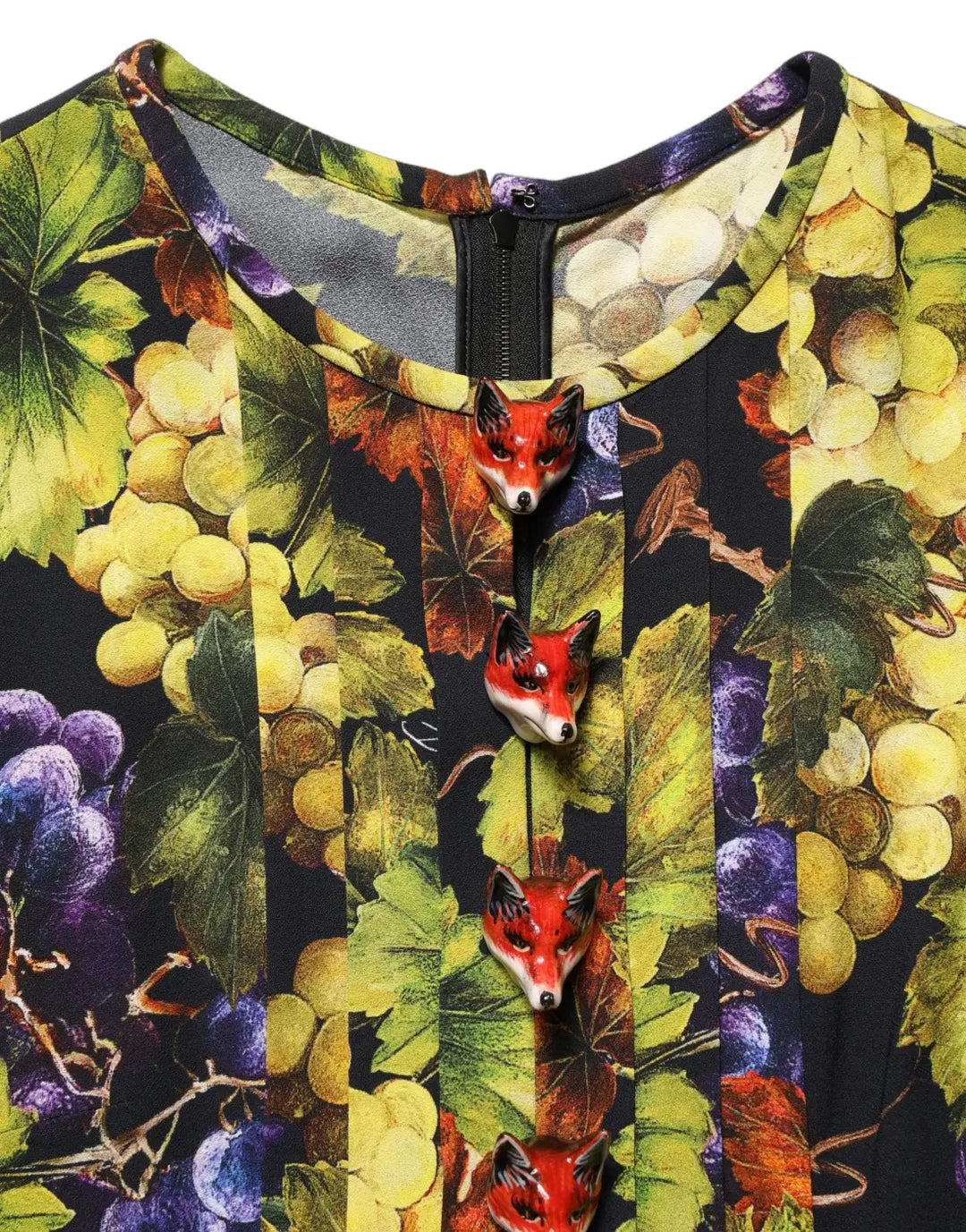 Dolce &amp; Gabbana Multicolor Grape Print LongSleeve Midi Dress