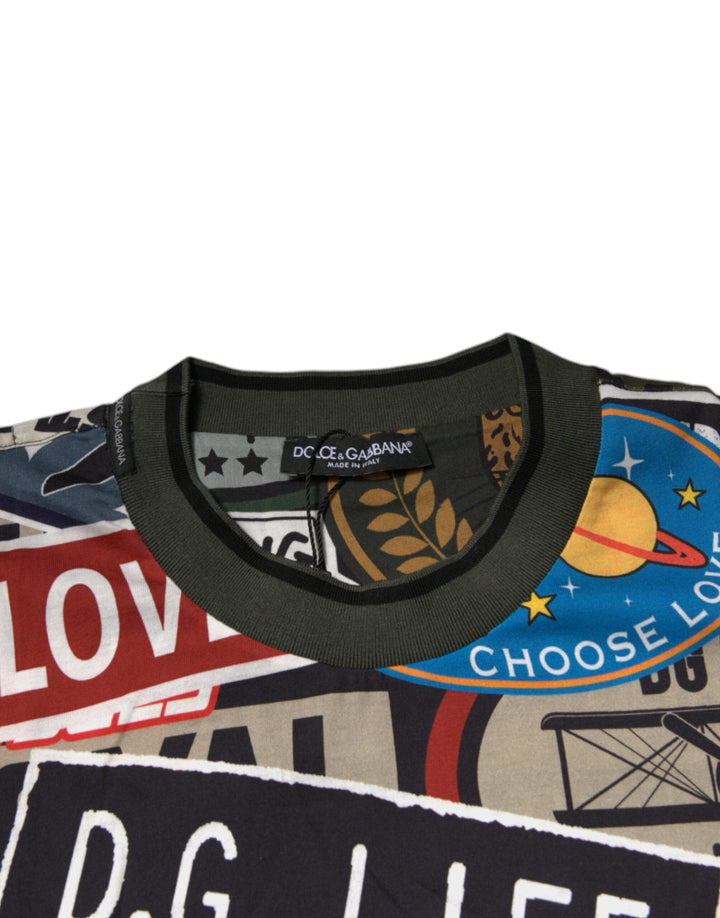 Dolce &amp; Gabbana Multicolor Graphic Print Cotton Crew Neck T-shirt