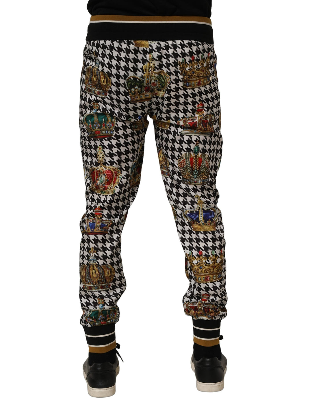 Dolce &amp; Gabbana Multicolor Houndstooth Crown Men Sweatpants Pants