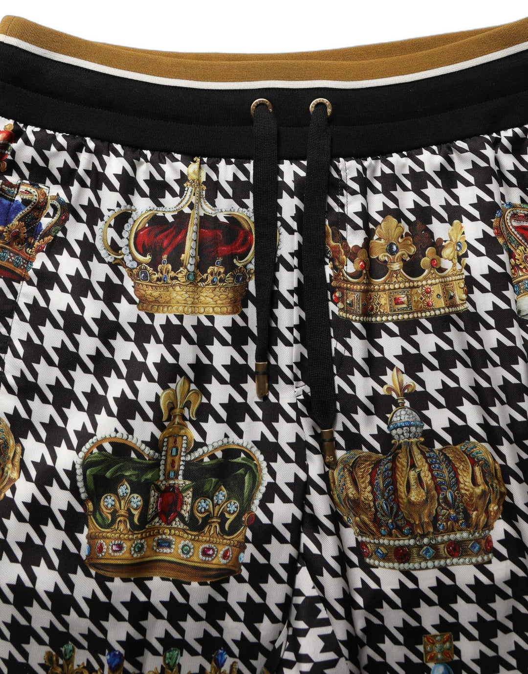 Dolce &amp; Gabbana Multicolor Houndstooth Crown Men Sweatpants Pants
