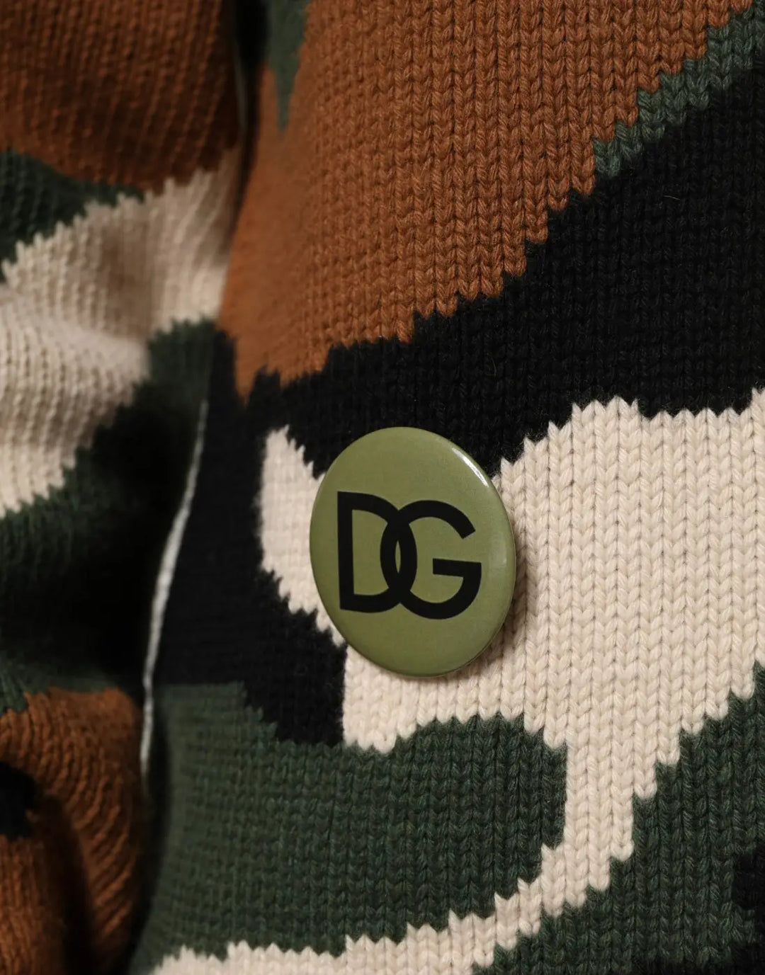 Dolce &amp; Gabbana Multicolor Intarsia-Knit Camouflage Pullover Sweater