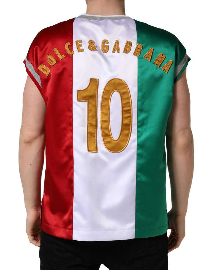 Dolce &amp; Gabbana Multicolor Italia Dg Logo Satin Tank T-shirt