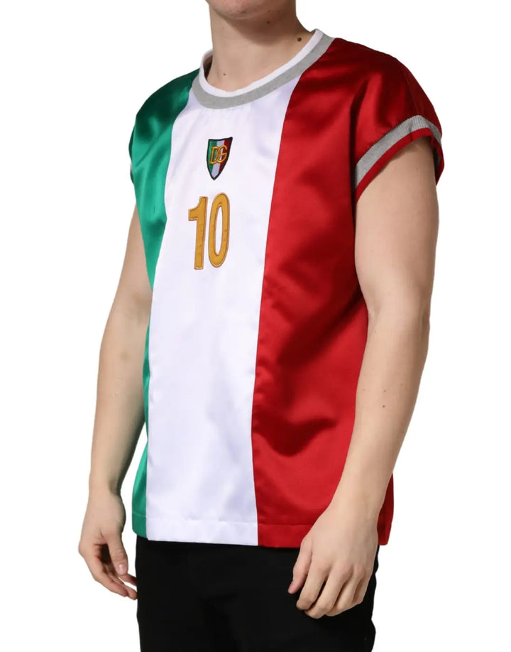 Dolce &amp; Gabbana Multicolor Italia DG Logo Satin Tank T-shirt