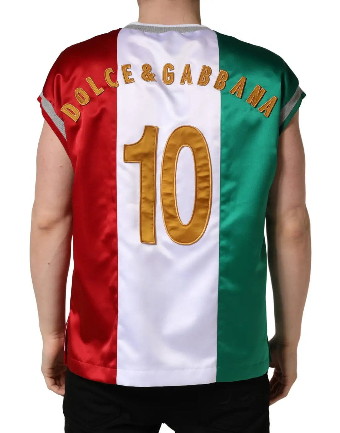 Dolce &amp; Gabbana Multicolor Italia DG Logo Satin Tank T-shirt