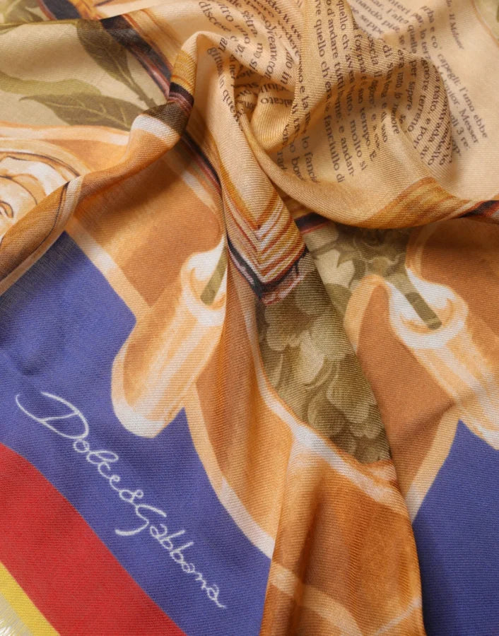 Dolce &amp; Gabbana Multicolor Italy China Shawl Wrap 140cm x 130cm Scarf