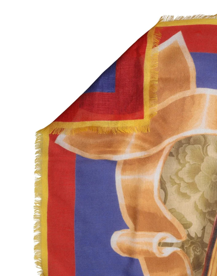 Dolce &amp; Gabbana Multicolor Italy China Shawl Wrap 140cm x 130cm Scarf