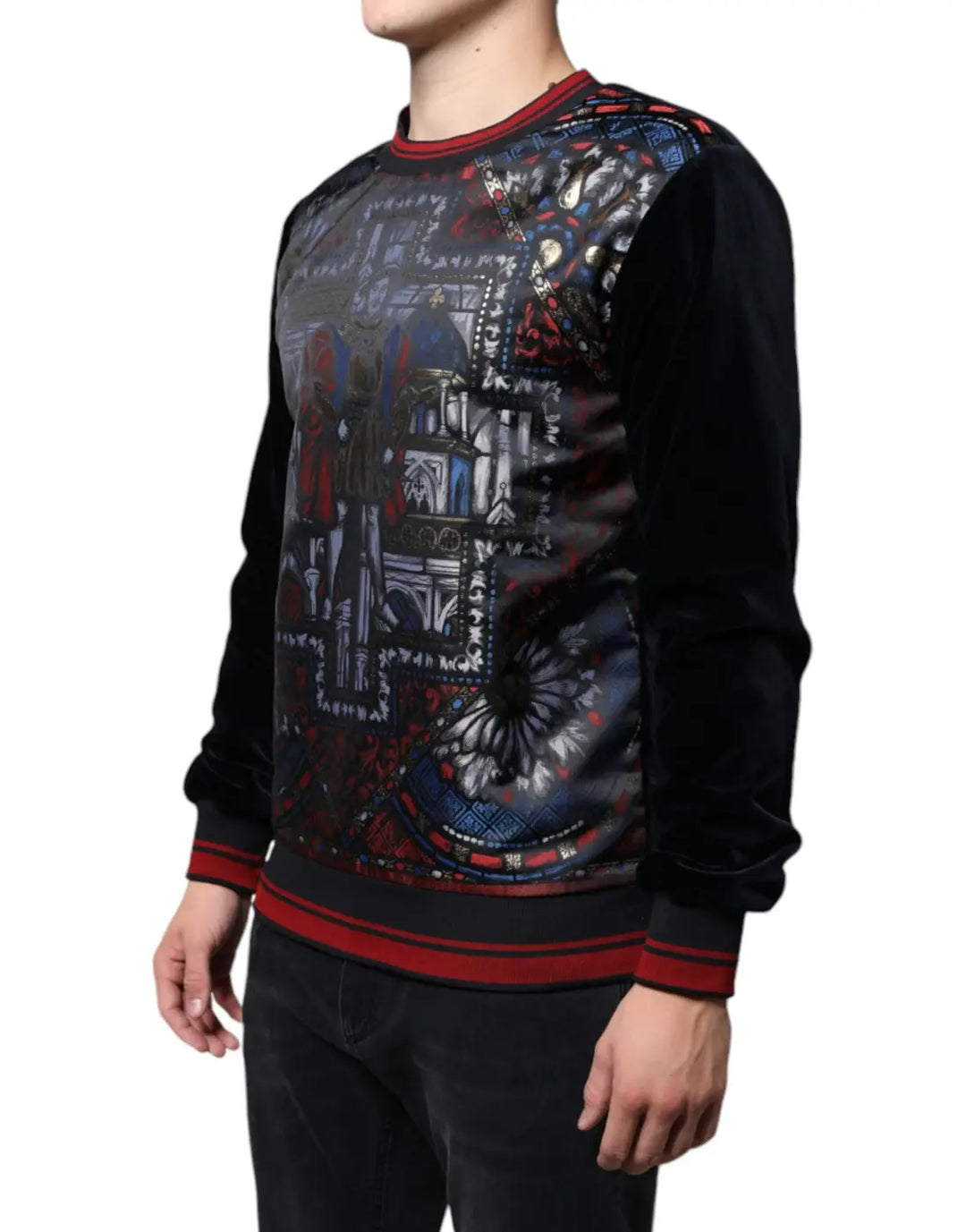 Dolce &amp; Gabbana Multicolor Jacquard Crew Neck Sweatshirt Sweater