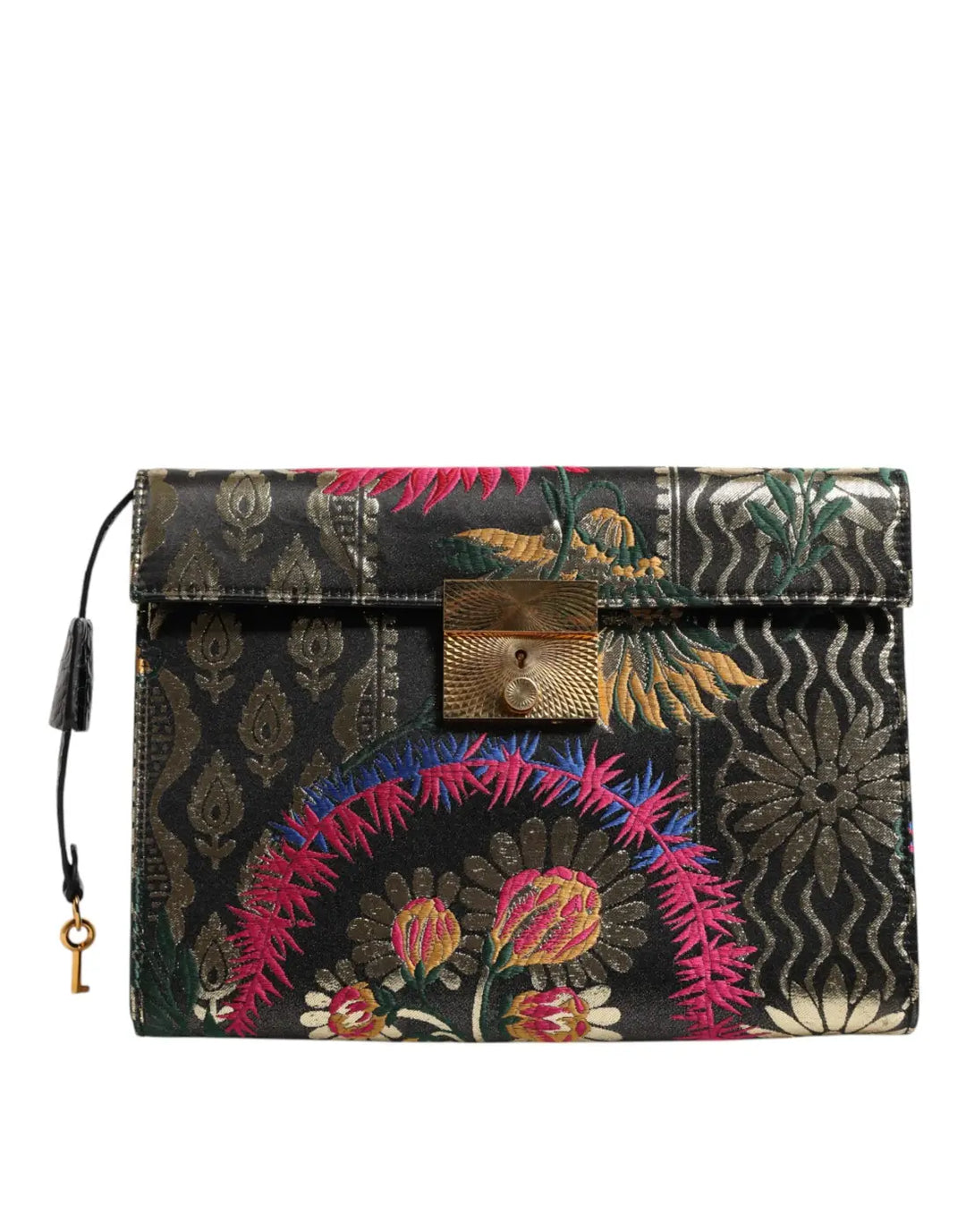 Dolce &amp; Gabbana Multicolor Jacquard Floral Document Briefcase Bag