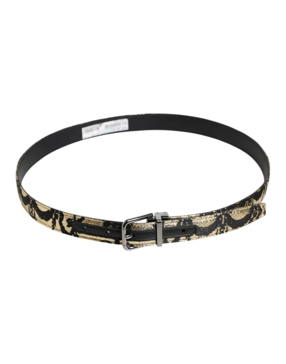 Dolce &amp; Gabbana Multicolor Jacquard Leather Metal Buckle Belt