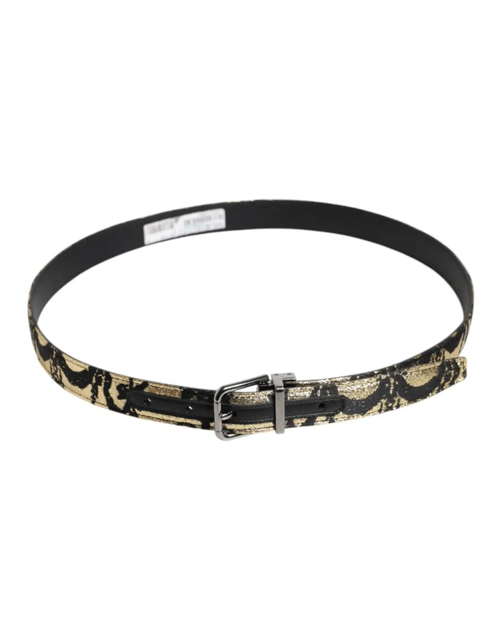 Dolce &amp; Gabbana Multicolor Jacquard Leather Metal Buckle Belt