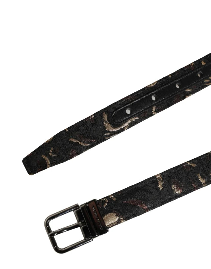 Dolce &amp; Gabbana Multicolor Jacquard Silver Metal Buckle Belt