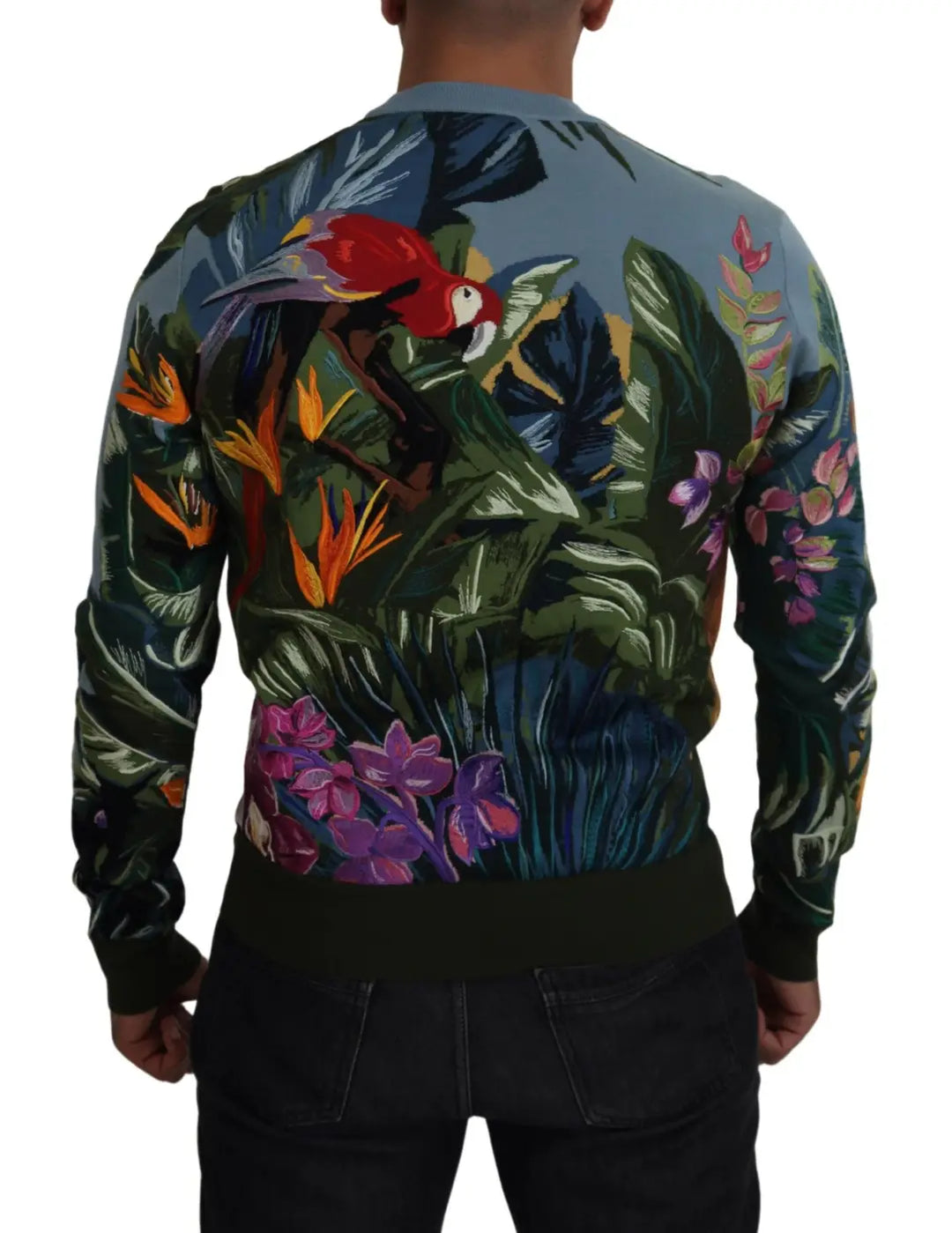 Dolce &amp; Gabbana Multicolor Jungle Wool Pullover Logo Sweater