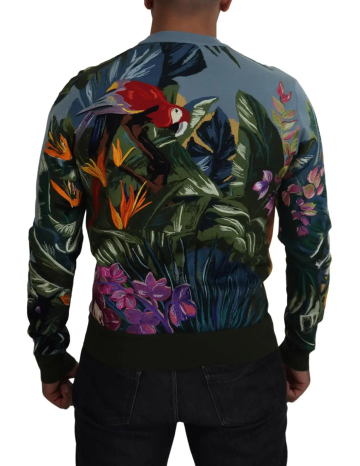 Dolce &amp; Gabbana Multicolor Jungle Wool Pullover Logo Sweater