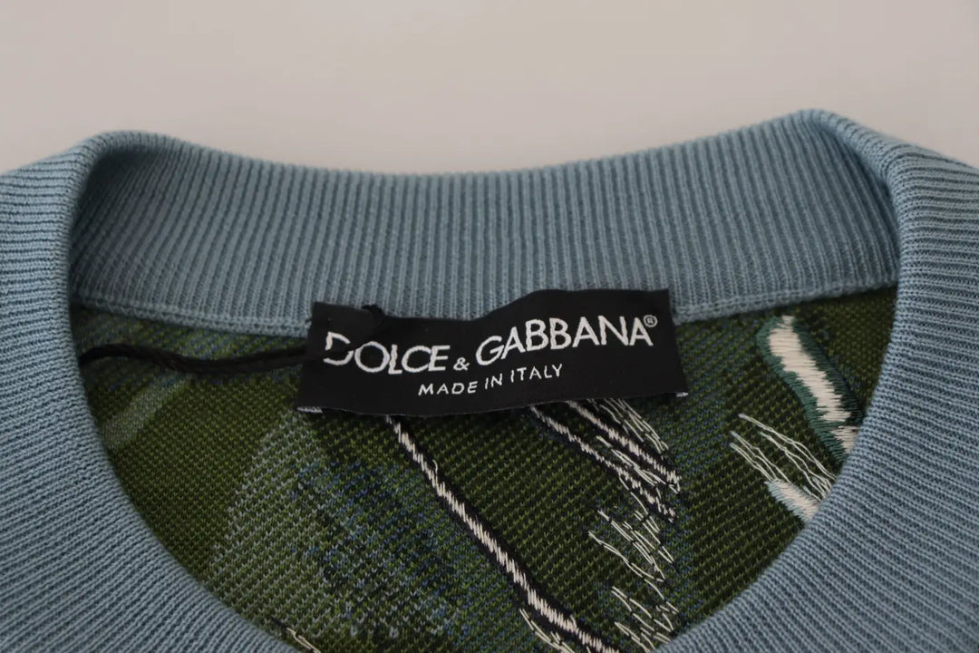 Dolce &amp; Gabbana Multicolor Jungle Wool Pullover Logo Sweater