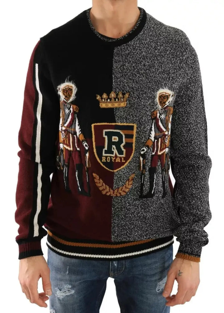 Dolce &amp; Gabbana Multicolor KING Knight Monkey Knitted Cashmere Wool Sweater