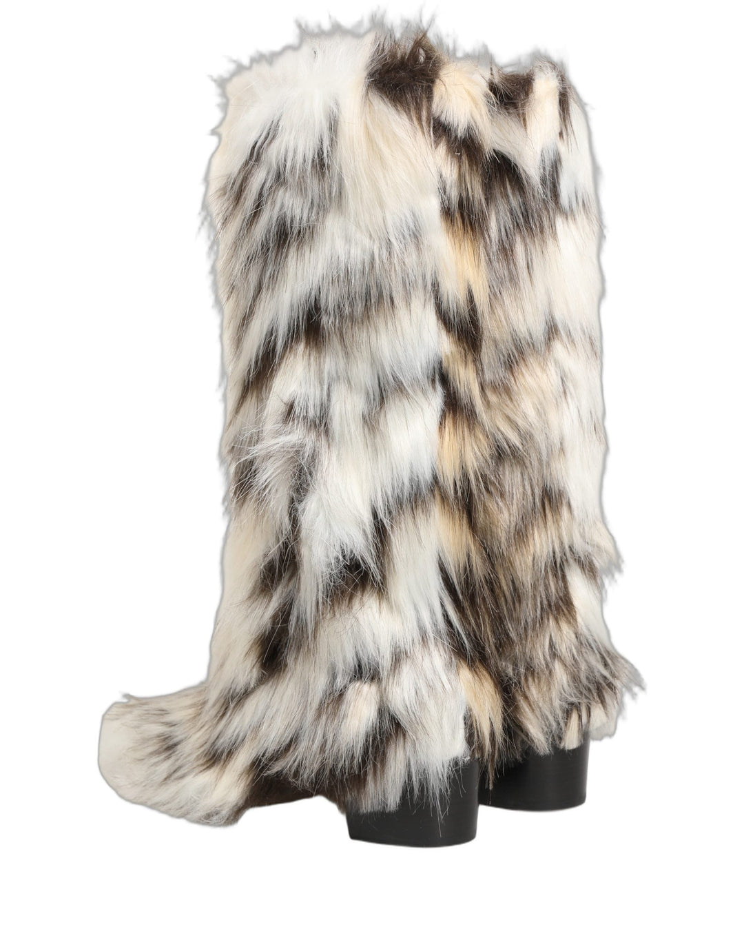 Dolce &amp; Gabbana Multicolor Knee High Faux Fur Boots Shoes