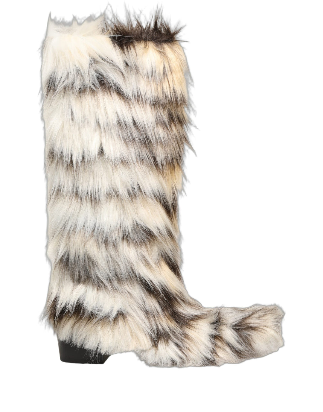 Dolce &amp; Gabbana Multicolor Knee High Faux Fur Boots Shoes