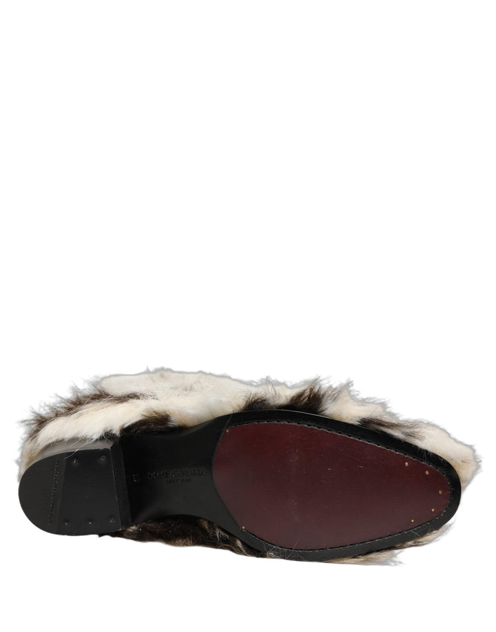 Dolce &amp; Gabbana Multicolor Knee High Faux Fur Boots Shoes