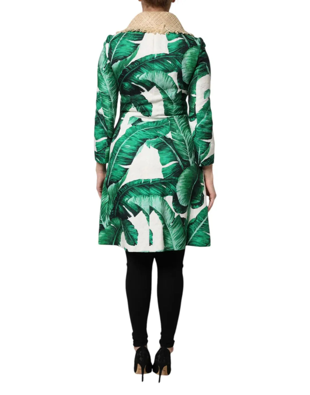 Dolce &amp; Gabbana Multicolor Leaf Print Embellished Trenchcoat Jacket