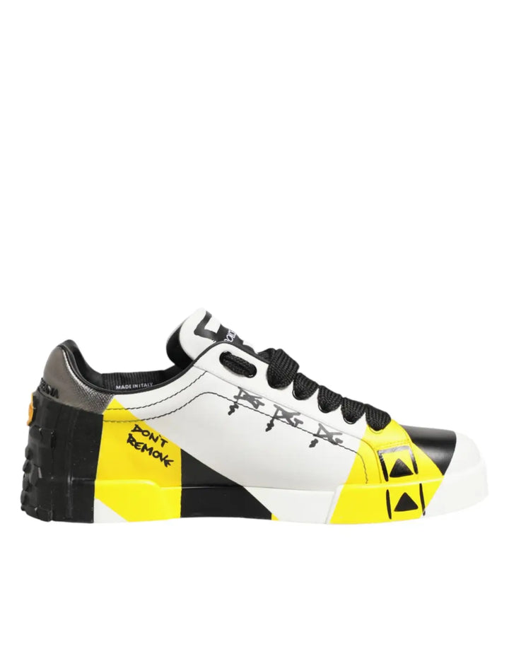 Dolce &amp; Gabbana Multicolor Leather Graffiti Low Top Sneakers Shoes