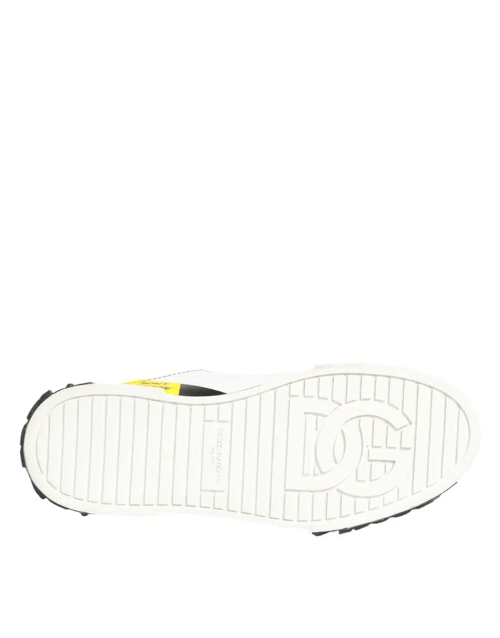 Dolce &amp; Gabbana Multicolor Leather Graffiti Low Top Sneakers Shoes