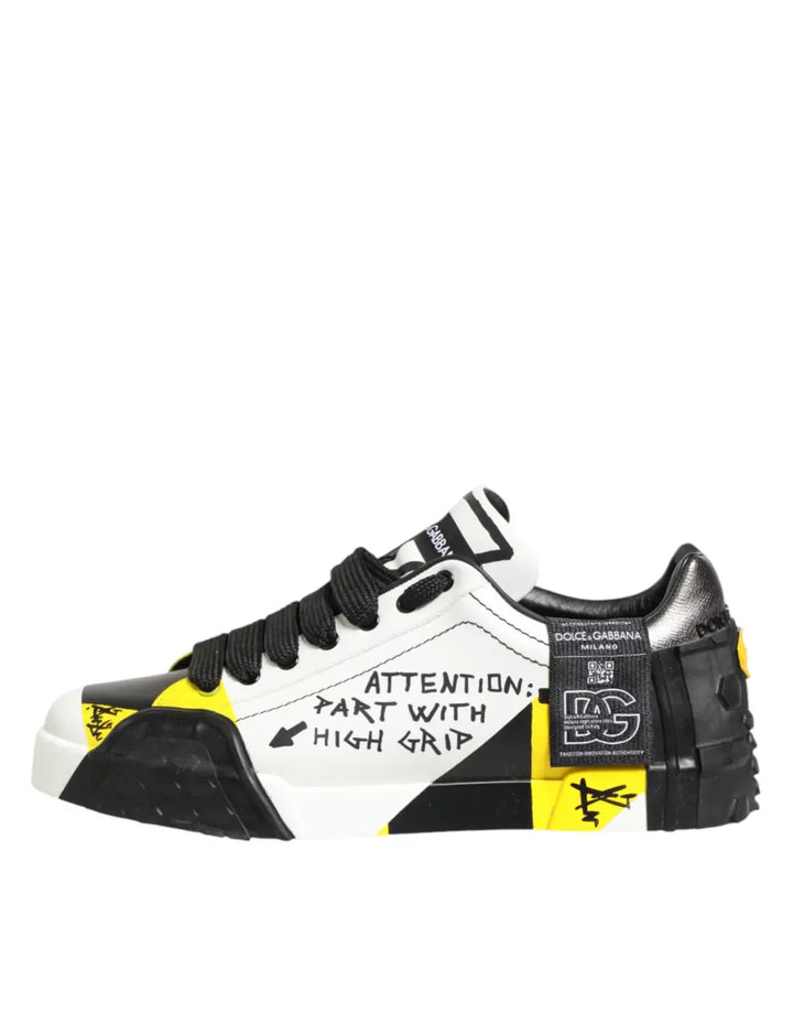 Dolce &amp; Gabbana Multicolor Leather Graffiti Low Top Sneakers Shoes