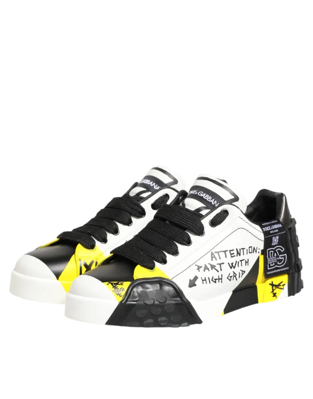 Dolce &amp; Gabbana Multicolor Leather Graffiti Low Top Sneakers Shoes