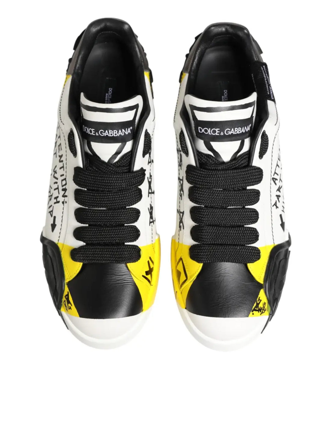 Dolce &amp; Gabbana Multicolor Leather Graffiti Low Top Sneakers Shoes