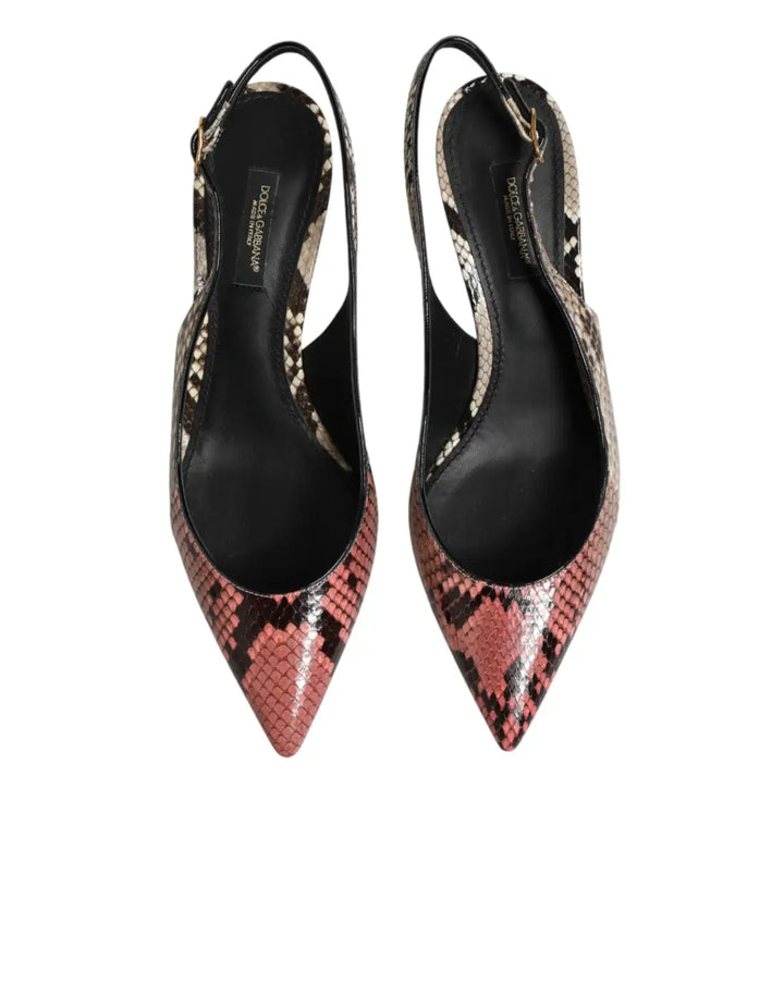 Dolce &amp; Gabbana Multicolor Leather Heels Slingback Shoes