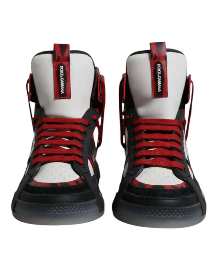Dolce &amp; Gabbana Multicolor Leather High Top Sneakers Shoes