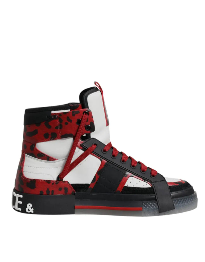 Dolce &amp; Gabbana Multicolor Leather High Top Sneakers Shoes