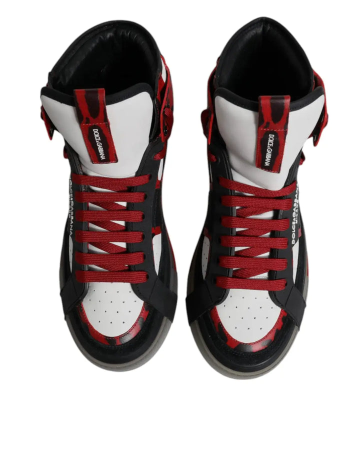 Dolce &amp; Gabbana Multicolor Leather High Top Sneakers Shoes