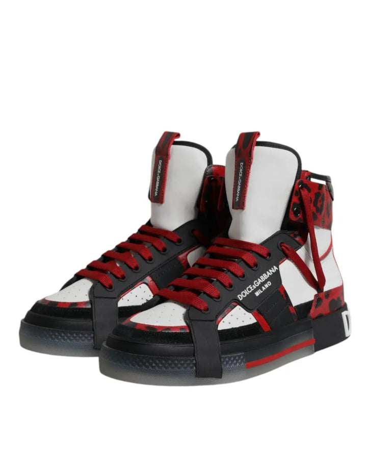 Dolce &amp; Gabbana Multicolor Leather High Top Sneakers Shoes