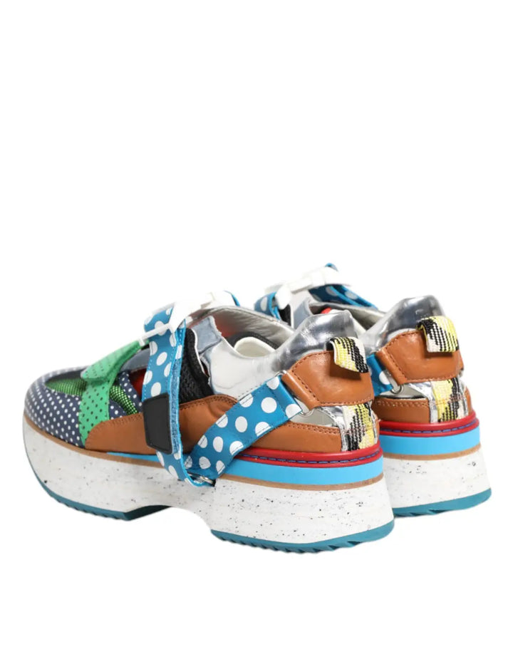 Dolce &amp; Gabbana Multicolor Leather Low Top Sneakers Shoes