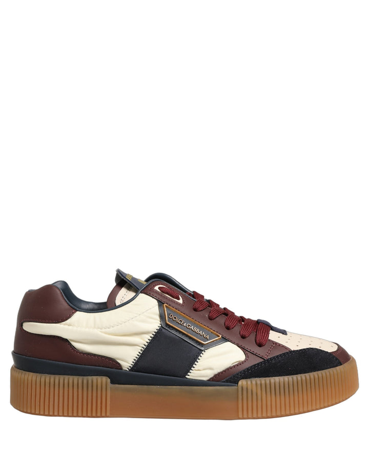 Dolce &amp; Gabbana Multicolor Leather MIAMI Low Top Men Sneakers Shoes
