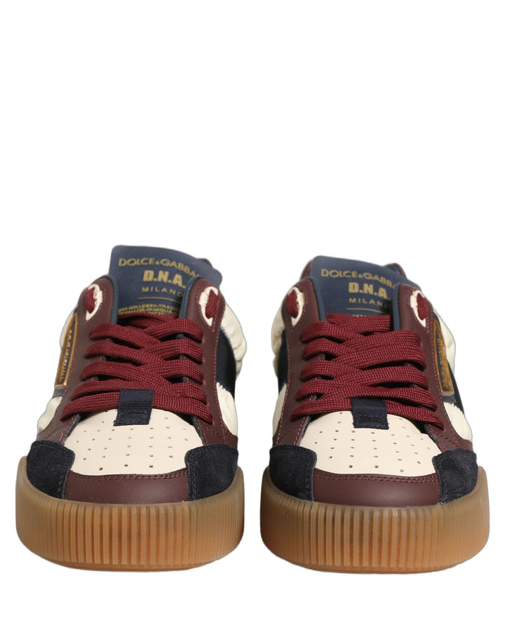 Dolce &amp; Gabbana Multicolor Leather MIAMI Low Top Men Sneakers Shoes