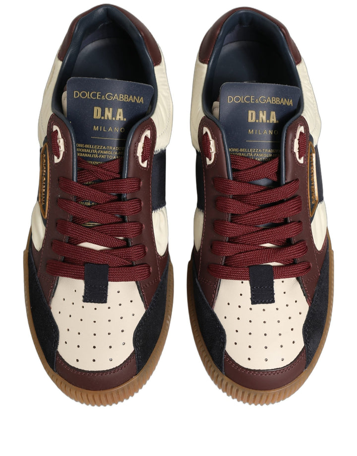 Dolce &amp; Gabbana Multicolor Leather MIAMI Low Top Men Sneakers Shoes