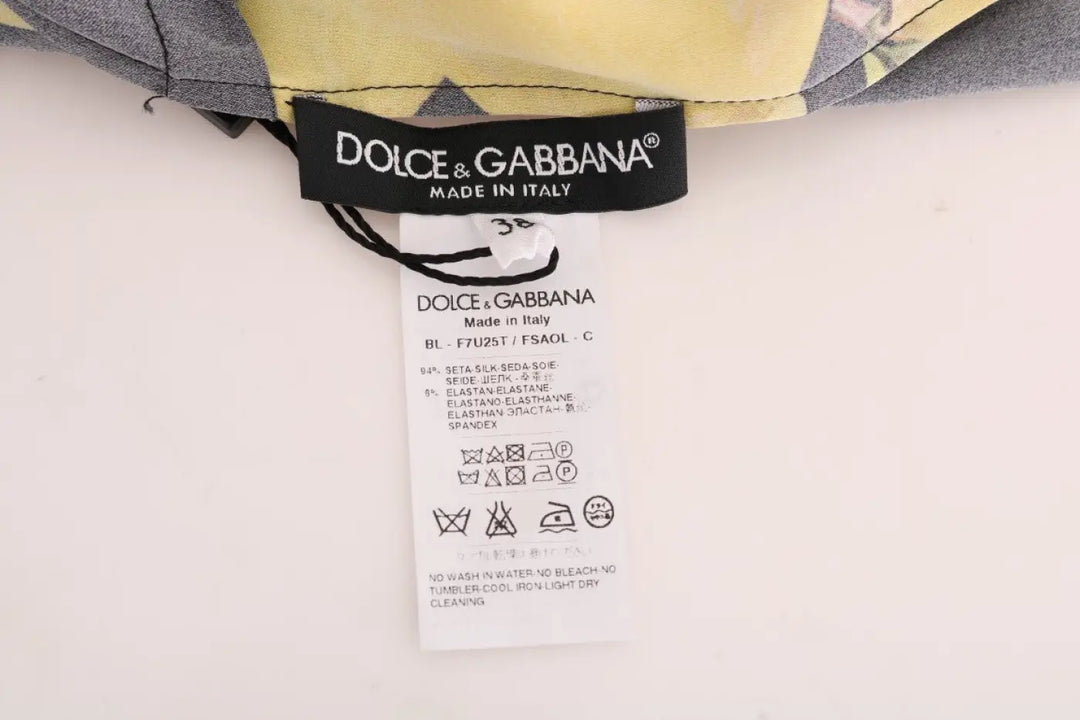 Dolce &amp; Gabbana Multicolor Lemon Silk Stretch T-Shirt