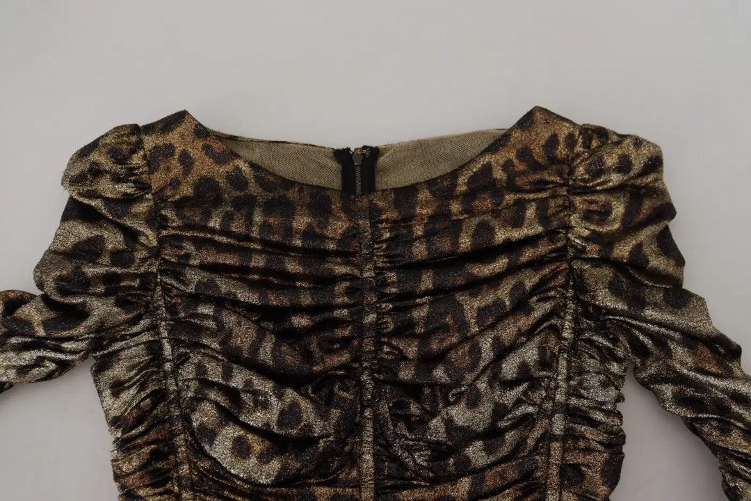 Dolce &amp; Gabbana Multicolor Leopard Bodycon Sheath Midi Dress