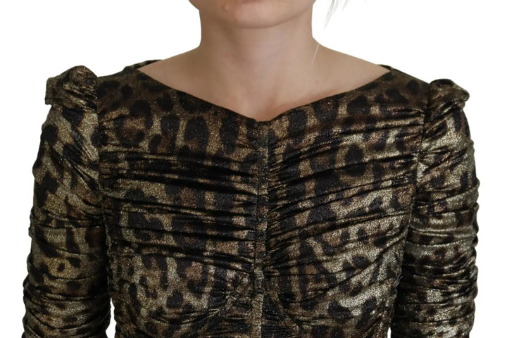 Dolce &amp; Gabbana Multicolor Leopard Bodycon Sheath Midi Dress